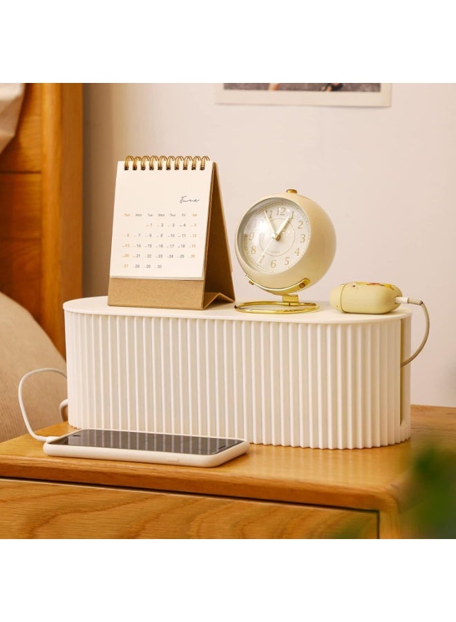 FAYET Cable Management Box with Lid, White Plastic Cord Organizer for Power Strips and Surge Protectors, Large-Capacity Cable Hider for Desk or Floor Use in Home and Office(33*14*13cm） - Image 2